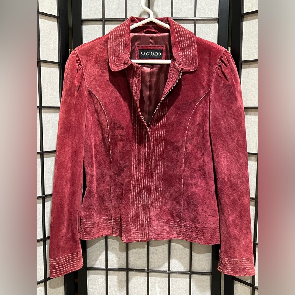 VINTAGE SAGUARO Red Suede Women's Jacket 90s- Y2K SIZE S